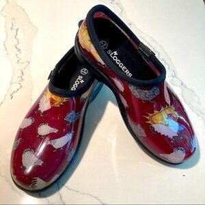 SLOGGERS Sz 8  Gardening Clogs with Chicken Design